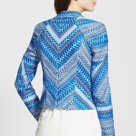 IRO Paris Osaka Blue Wool Blend Jacket Size 2 Textured Cocoon - Picture 4 of 9